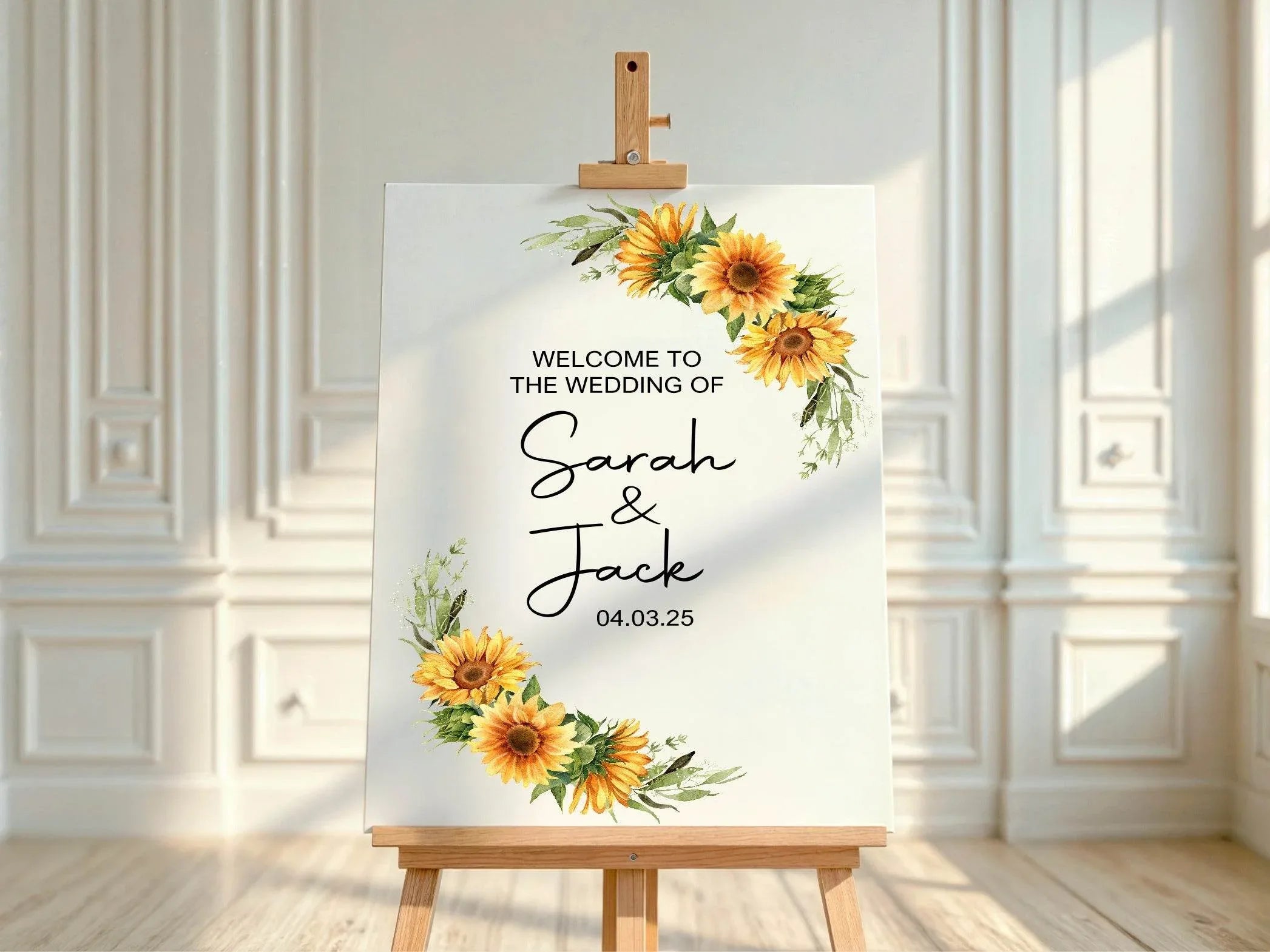 Sunflower Welcome To Our Wedding Party Sign - Larosier Prints