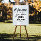 Minimalist Welcome To Our Baby Shower Party Sign | Black & White - Larosier Prints