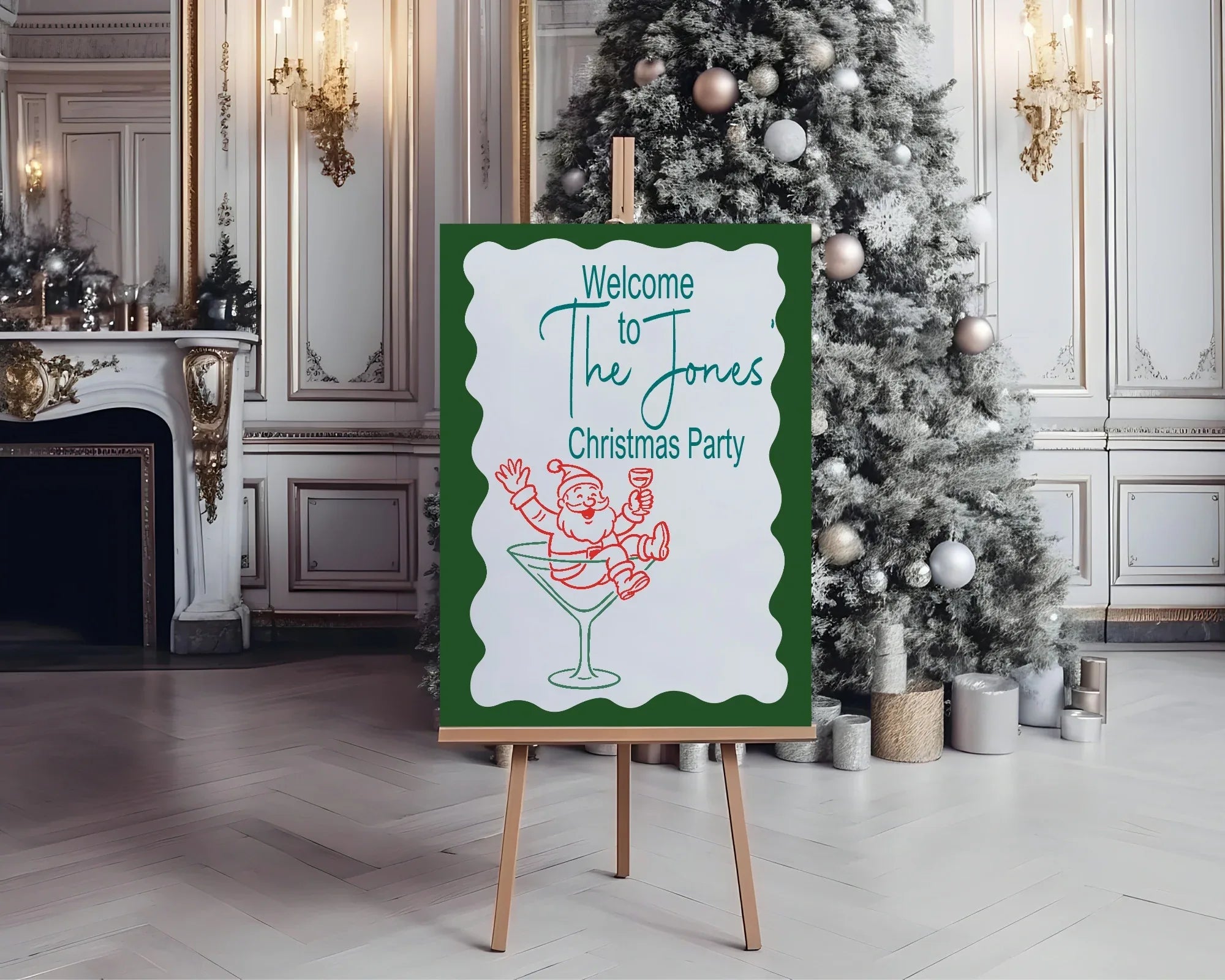 Drunk Santa Welcome Christmas Party Sign - Larosier Prints