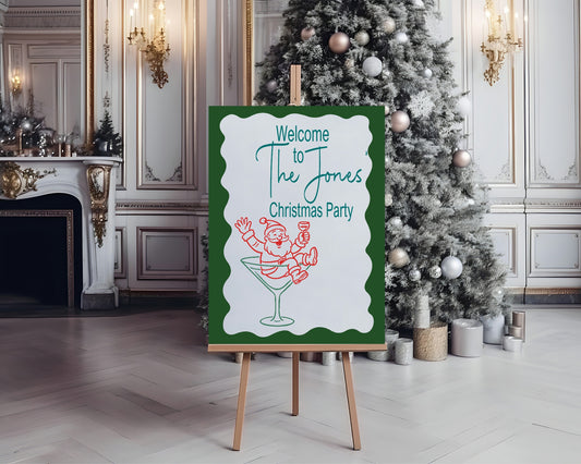 Drunk Santa Welcome Christmas Party Sign