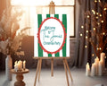 Green Stripe Welcome Christmas Party Sign - Larosier Prints
