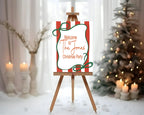 Red Stripe Welcome Christmas Party Sign - Larosier Prints