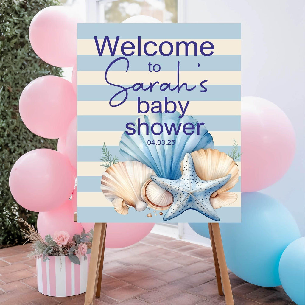 Nautical Welcome To Our Baby Shower Party Sign - Larosier Prints