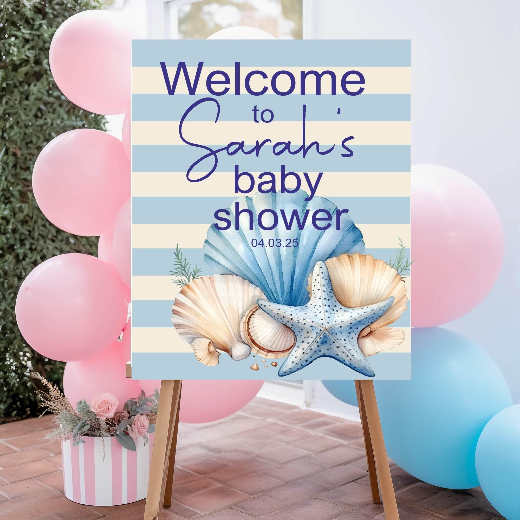 Nautical Welcome To Our Baby Shower Party Sign - Larosier Prints