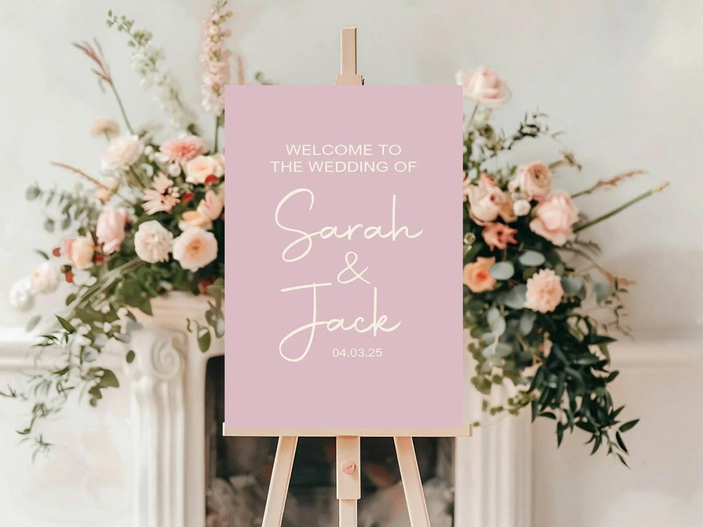 Dusky Pink Welcome To Our Wedding Party Sign - Larosier Prints