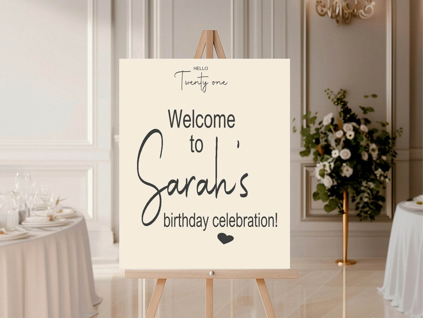 Hello Age Welcome Birthday Party Sign