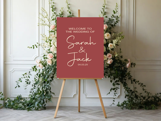 Rosewood Welcome To Our Wedding Party Sign