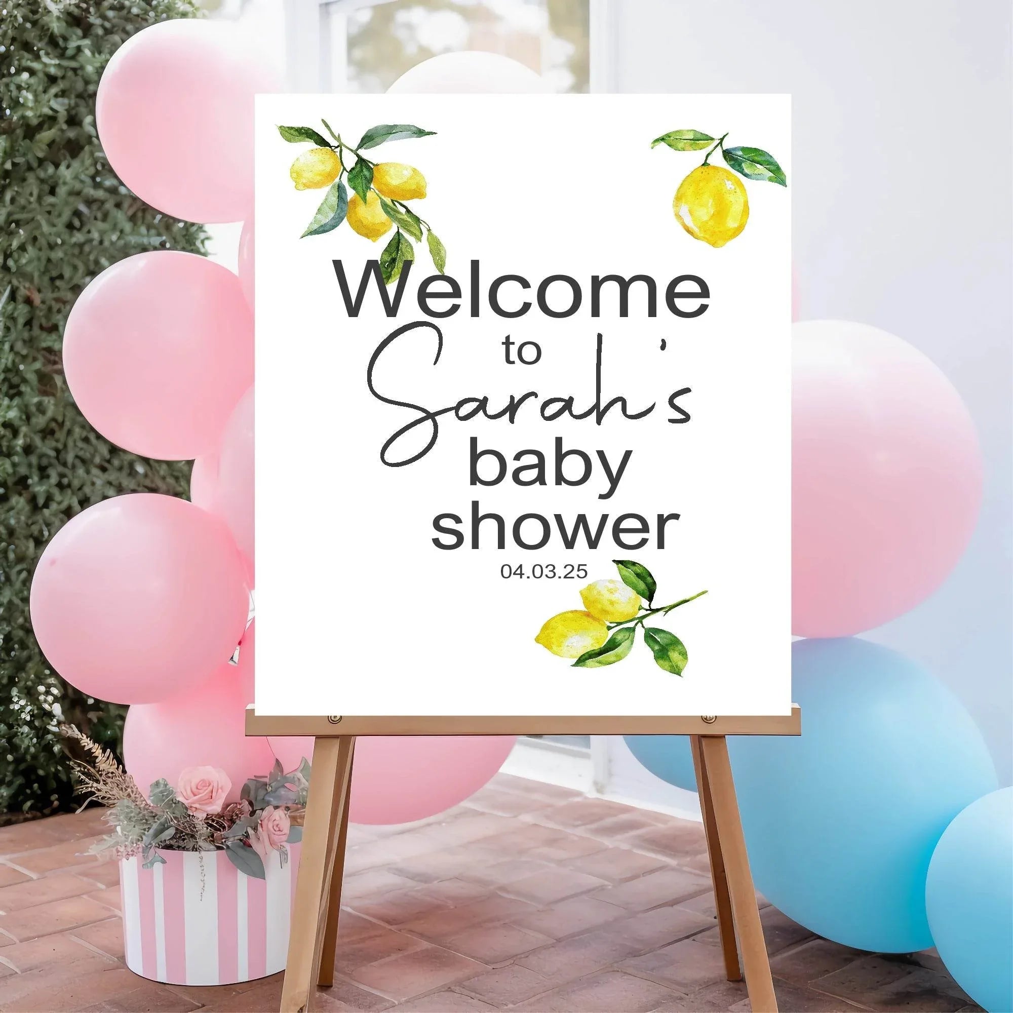 Lemon Tea Welcome To Our Baby Shower Party Sign - Larosier Prints