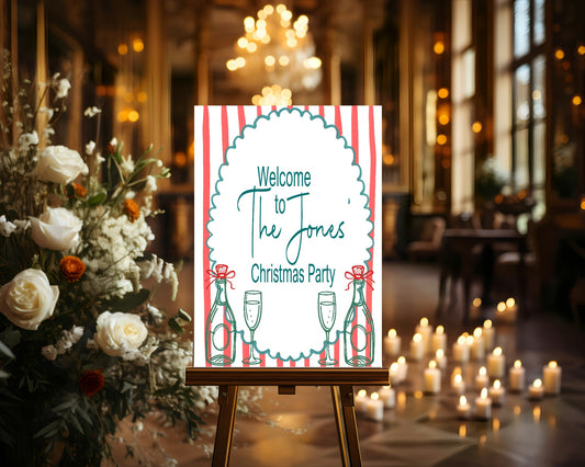 Wine Welcome Christmas Party Sign