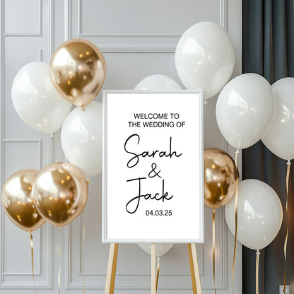 Minimalist Welcome To Our Wedding Sign | Black & White