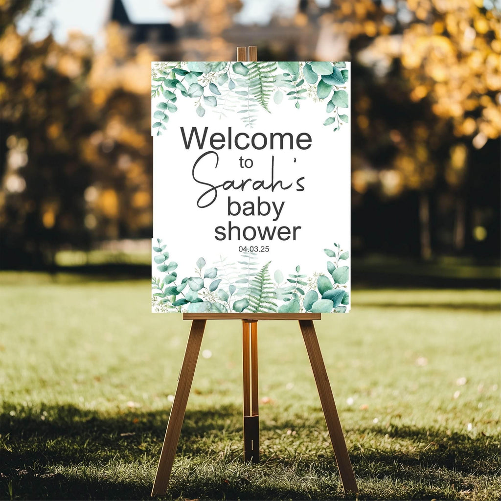 Eucalyptus Welcome To Our Baby Shower Party Sign - Larosier Prints