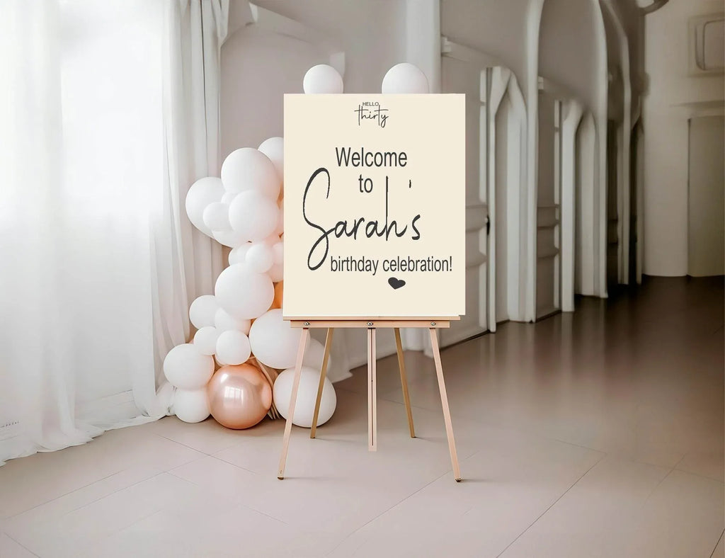 Hello Age Welcome Birthday Party Sign - Larosier Prints
