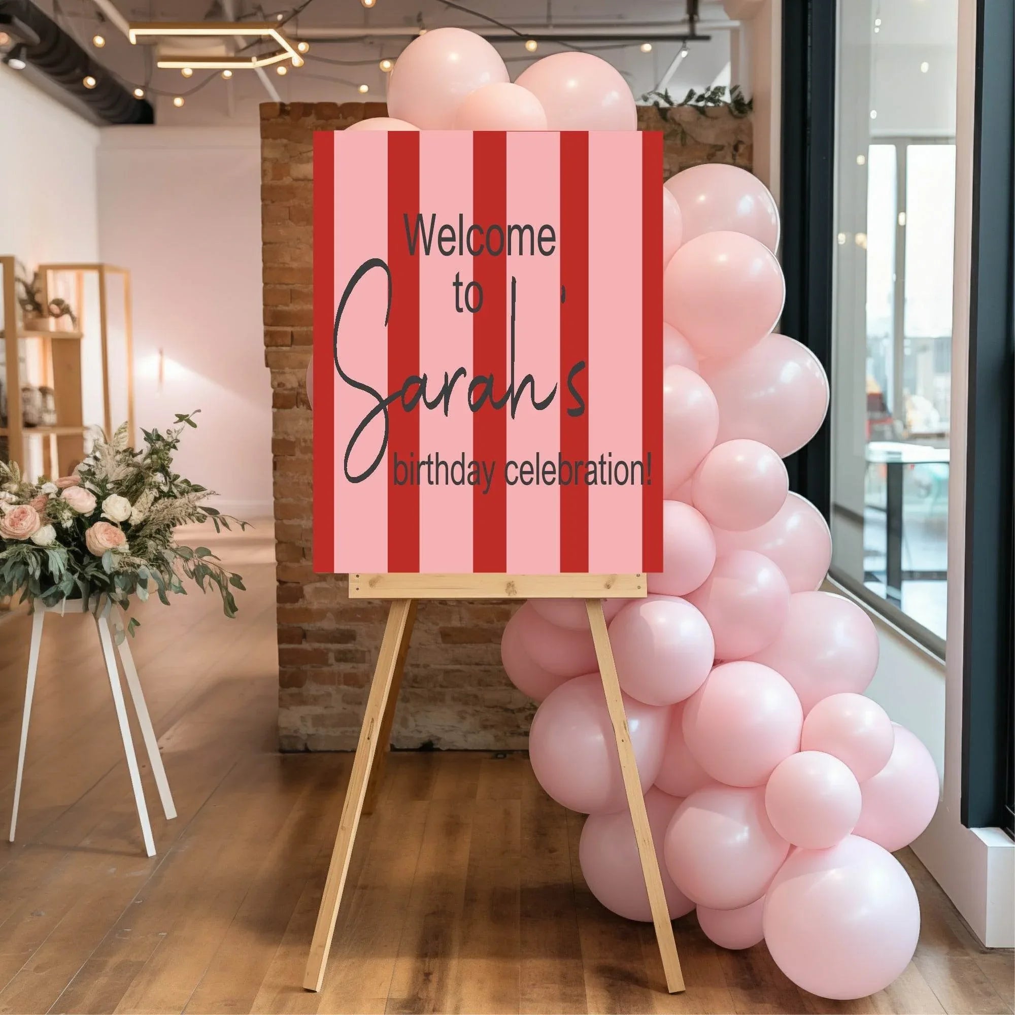 Red & Pink Welcome Birthday Party Sign - Larosier Prints