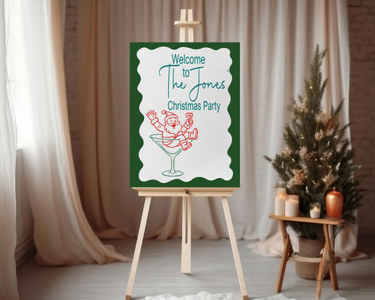 Drunk Santa Welcome Christmas Party Sign