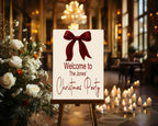 Red Velvet Bow Welcome Christmas Party Sign - Larosier Prints