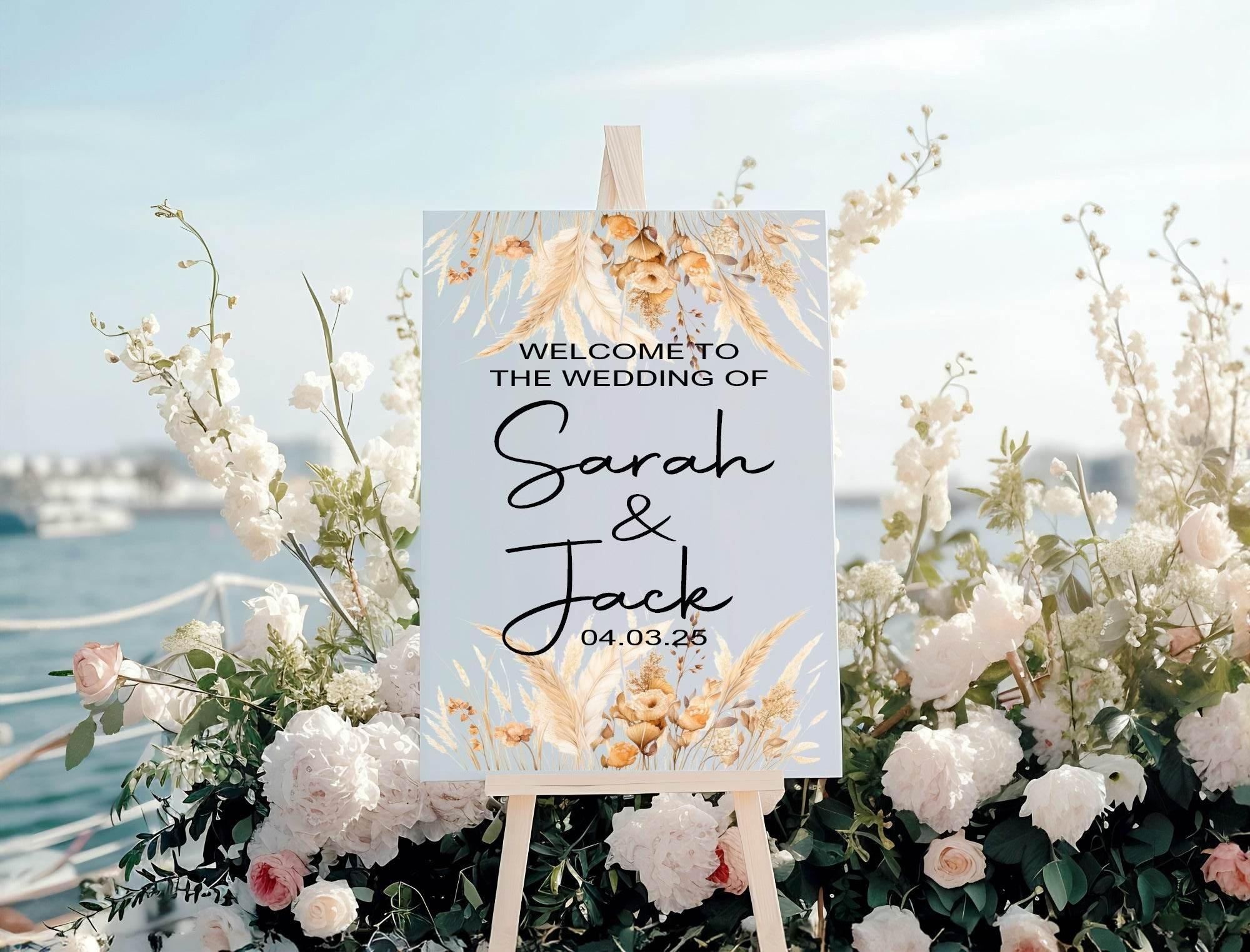 Boho Welcome To Our Wedding Party Sign - Larosier Prints