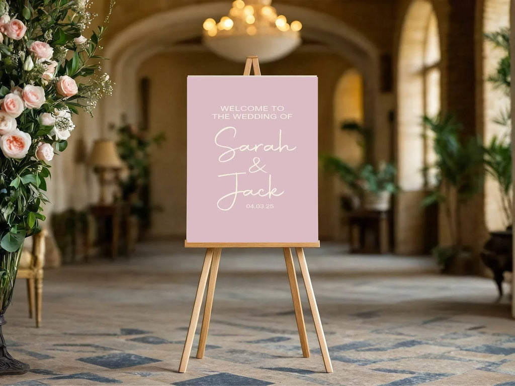 Dusky Pink Welcome To Our Wedding Party Sign - Larosier Prints