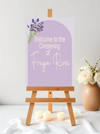 Lavender Welcome Christening | Baptism Party Sign - Larosier Prints