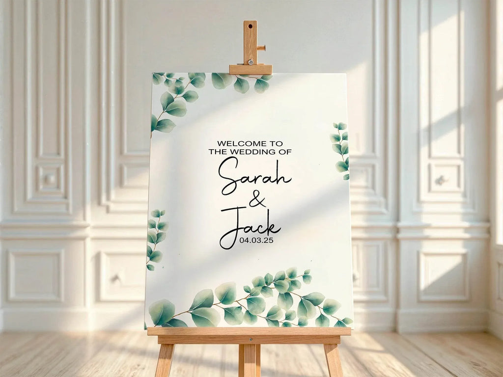 Eucalyptus Welcome To Our Wedding Party Sign - Larosier Prints