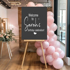 Minimalist Noir Welcome Birthday Party Sign - Larosier Prints