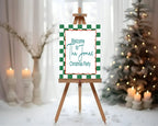 Green Check Welcome Christmas Party Sign - Larosier Prints