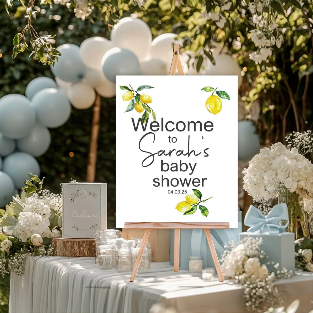 Lemon Tea Welcome To Our Baby Shower Party Sign - Larosier Prints
