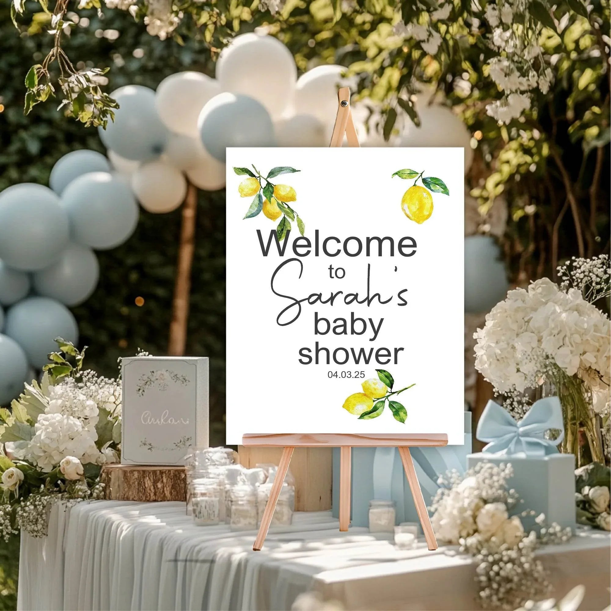 Lemon Tea Welcome To Our Baby Shower Party Sign - Larosier Prints