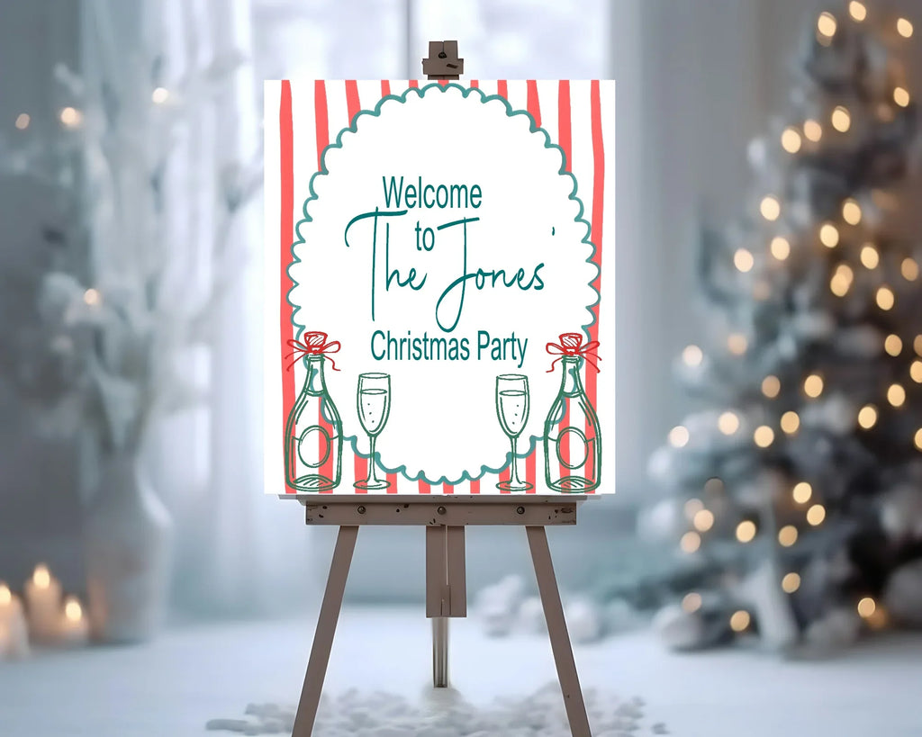 Wine Welcome Christmas Party Sign - Larosier Prints