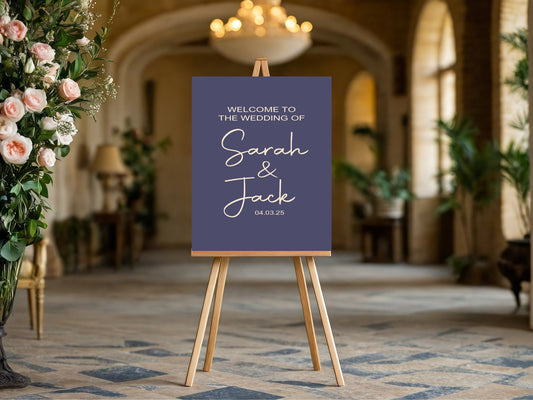 Sapphire Welcome To Our Wedding Party Sign