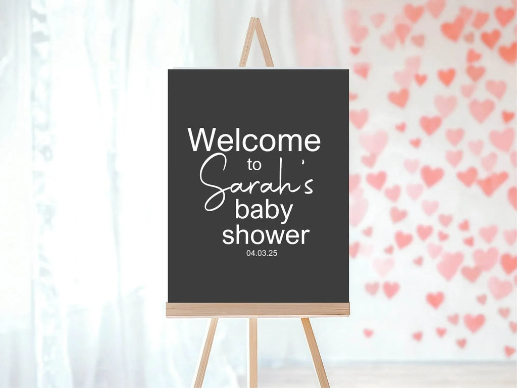 Minimalist Noir Welcome To Our Baby Shower Party Sign - Larosier Prints