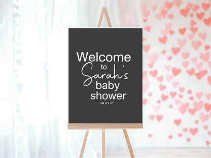 Minimalist Noir Welcome To Our Baby Shower Party Sign