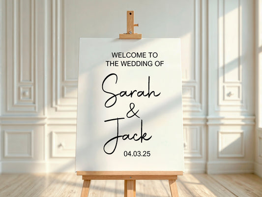 Minimalist Welcome To Our Wedding Sign | Black & White