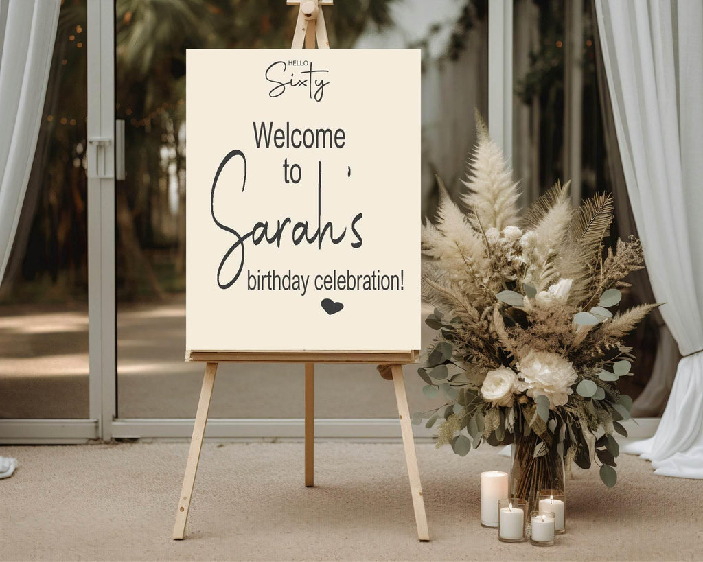Hello Age Welcome Birthday Party Sign - Larosier Prints