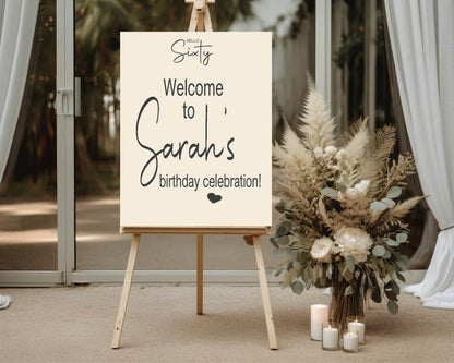Hello Age Welcome Birthday Party Sign