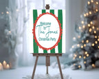 Green Stripe Welcome Christmas Party Sign - Larosier Prints