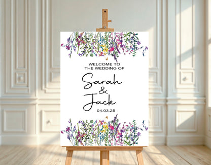 Wild Flowers Welcome To Our Wedding Sign