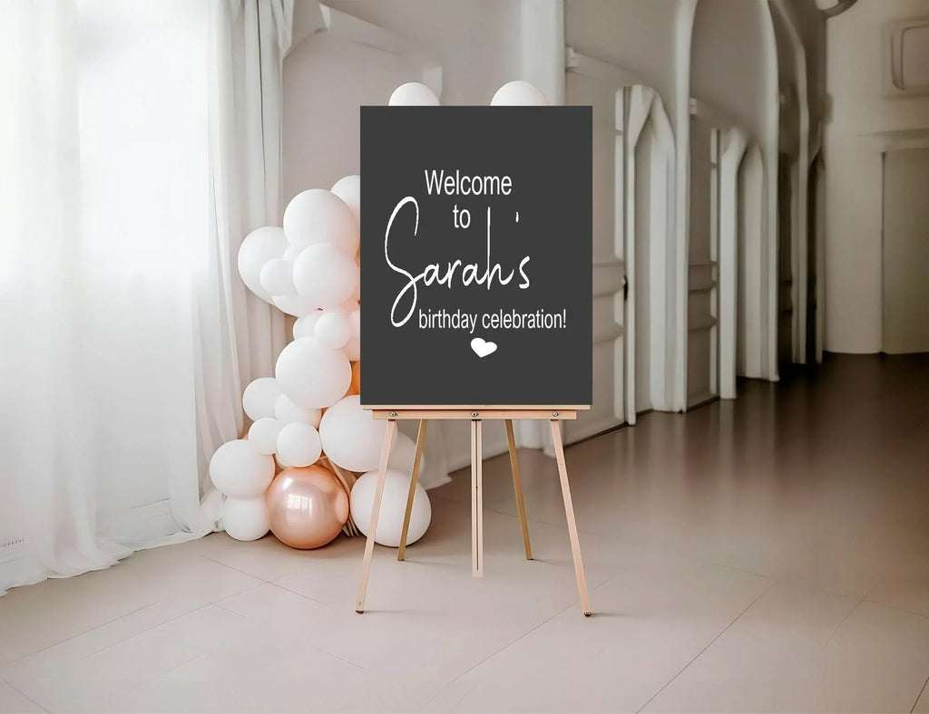 Minimalist Noir Welcome Birthday Party Sign - Larosier Prints
