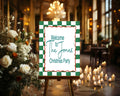 Green Check Welcome Christmas Party Sign - Larosier Prints