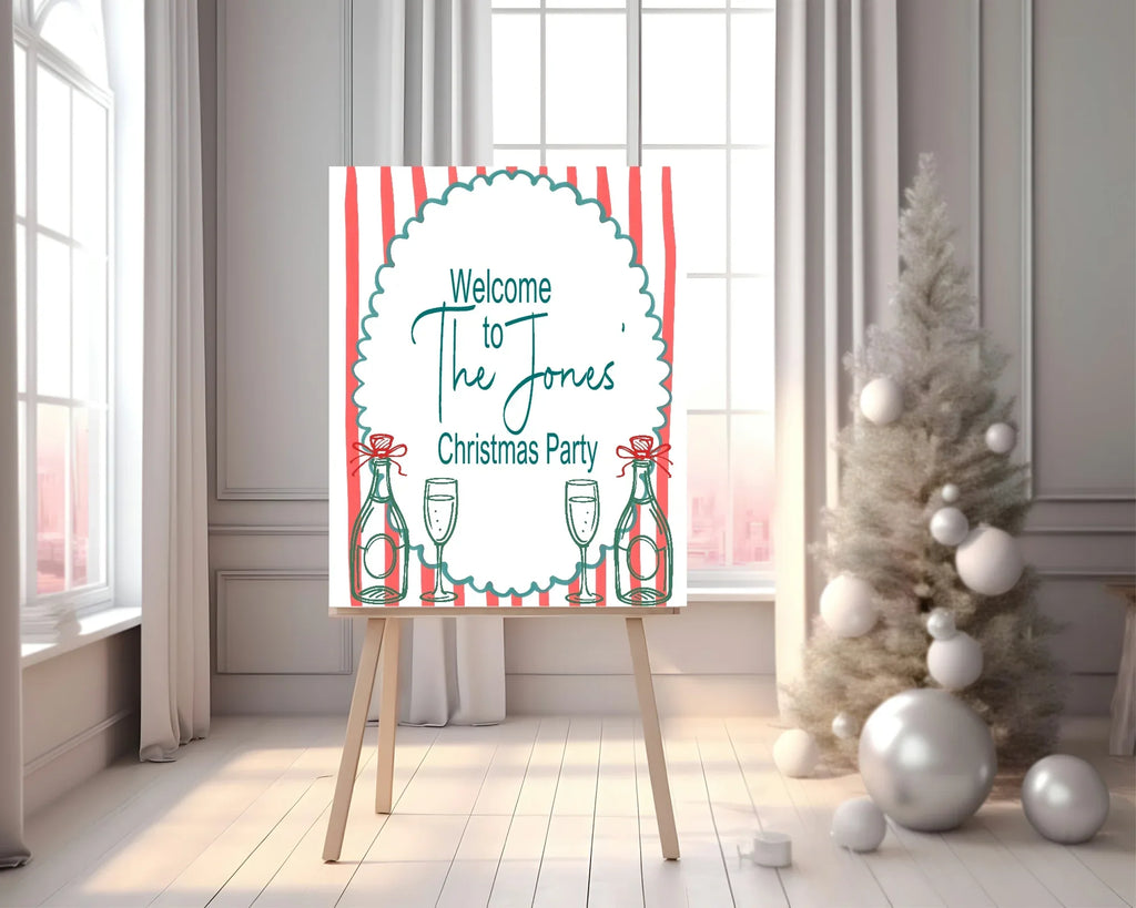 Wine Welcome Christmas Party Sign - Larosier Prints