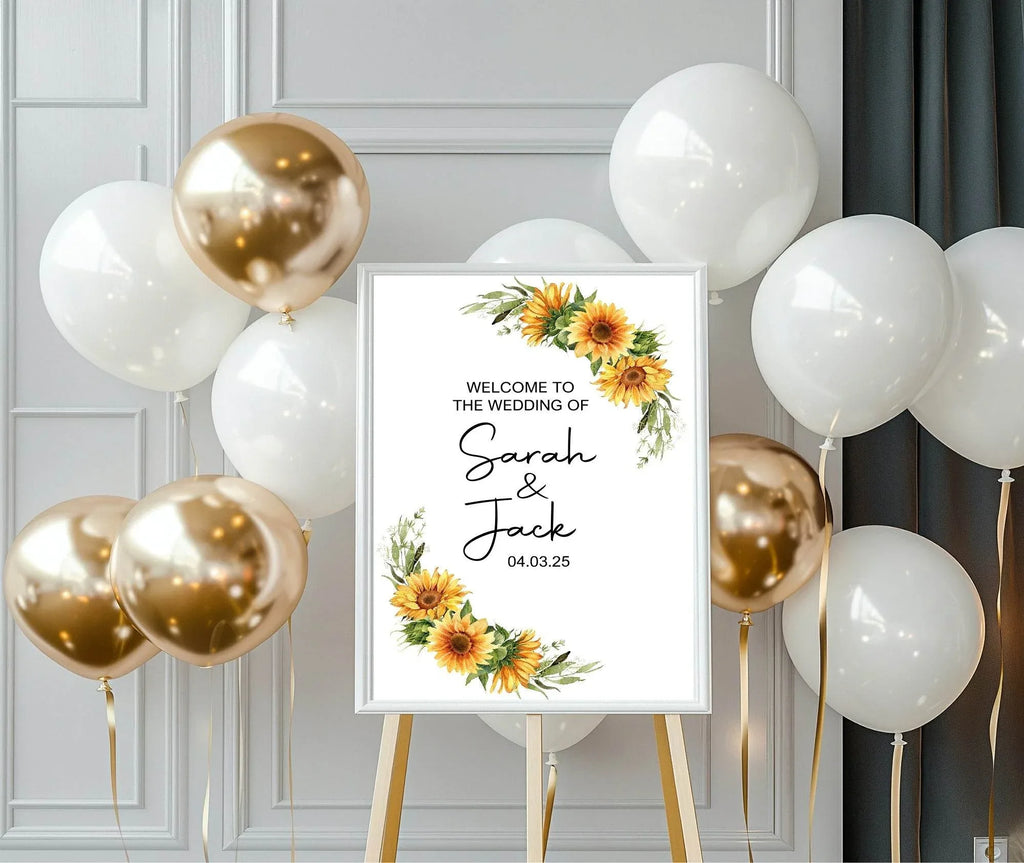 Sunflower Welcome To Our Wedding Party Sign - Larosier Prints