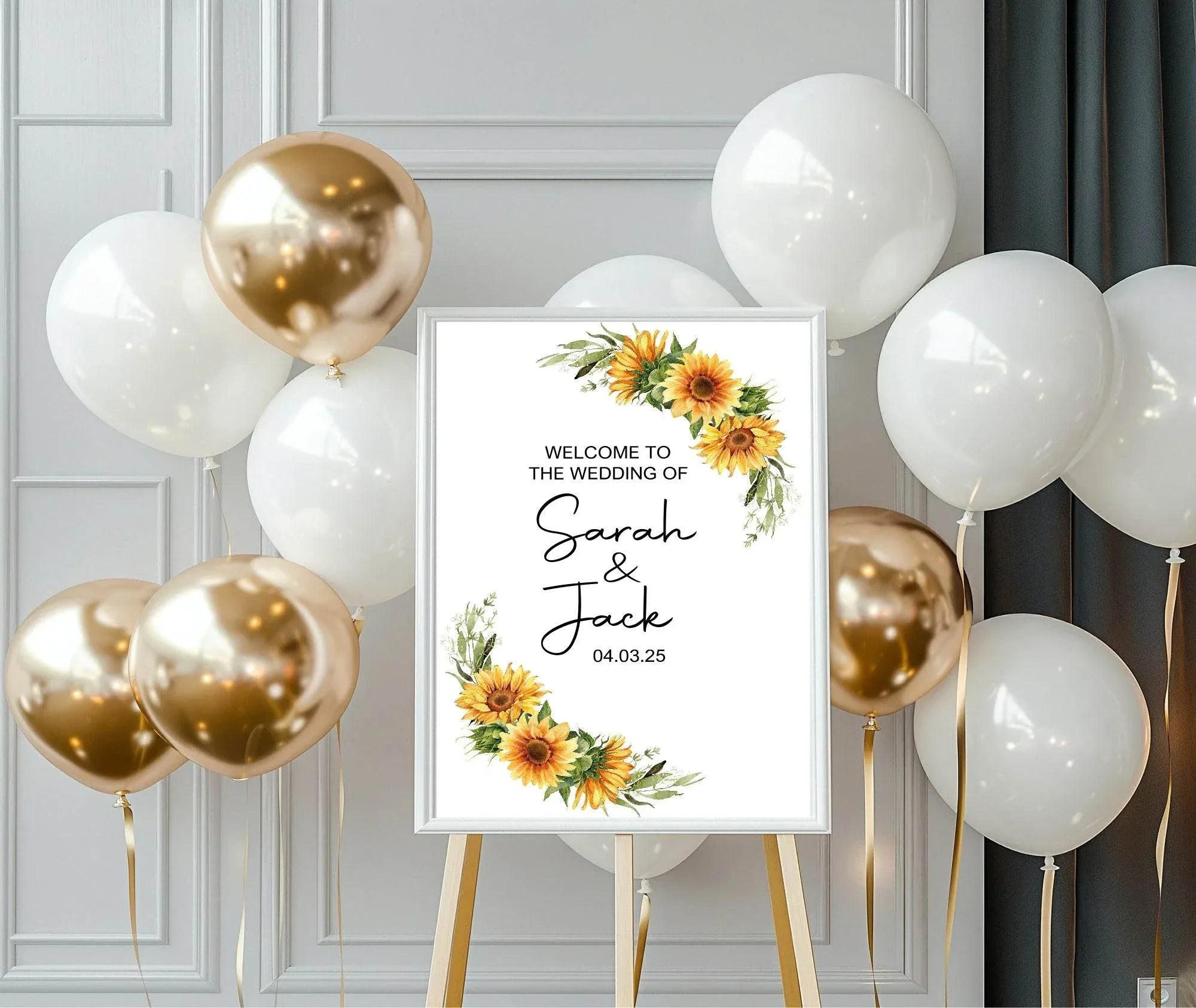Sunflower Welcome To Our Wedding Party Sign - Larosier Prints