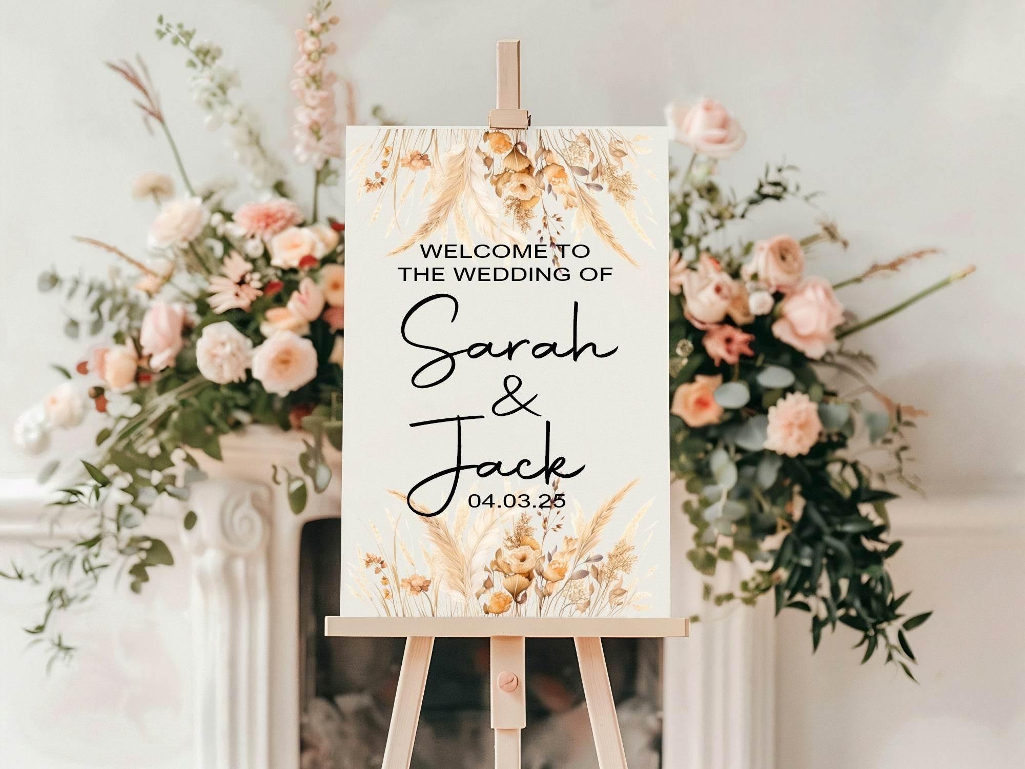 Boho Welcome To Our Wedding Party Sign - Larosier Prints
