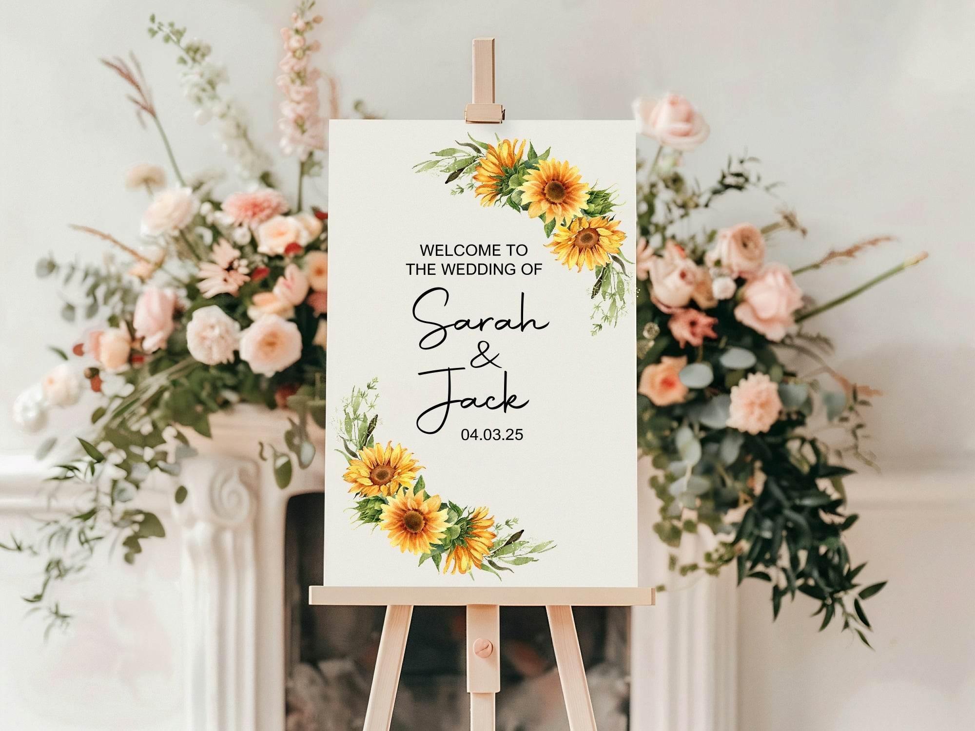 Sunflower Welcome To Our Wedding Party Sign - Larosier Prints