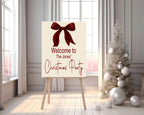 Red Velvet Bow Welcome Christmas Party Sign - Larosier Prints