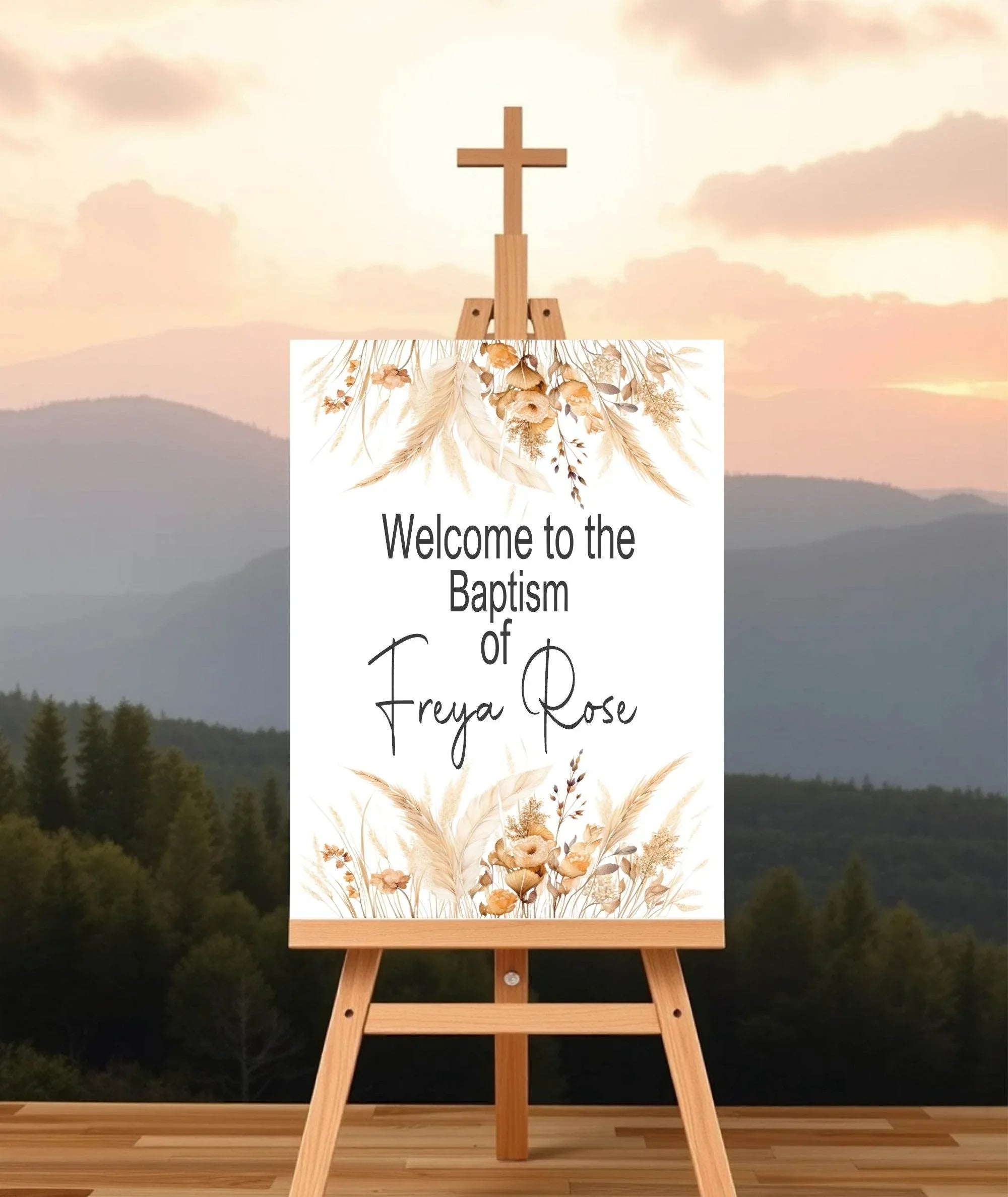 Boho Welcome Christening | Baptism Party Sign - Larosier Prints