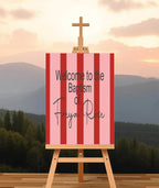 Red & Pink Welcome Christening | Baptism Party Sign - Larosier Prints