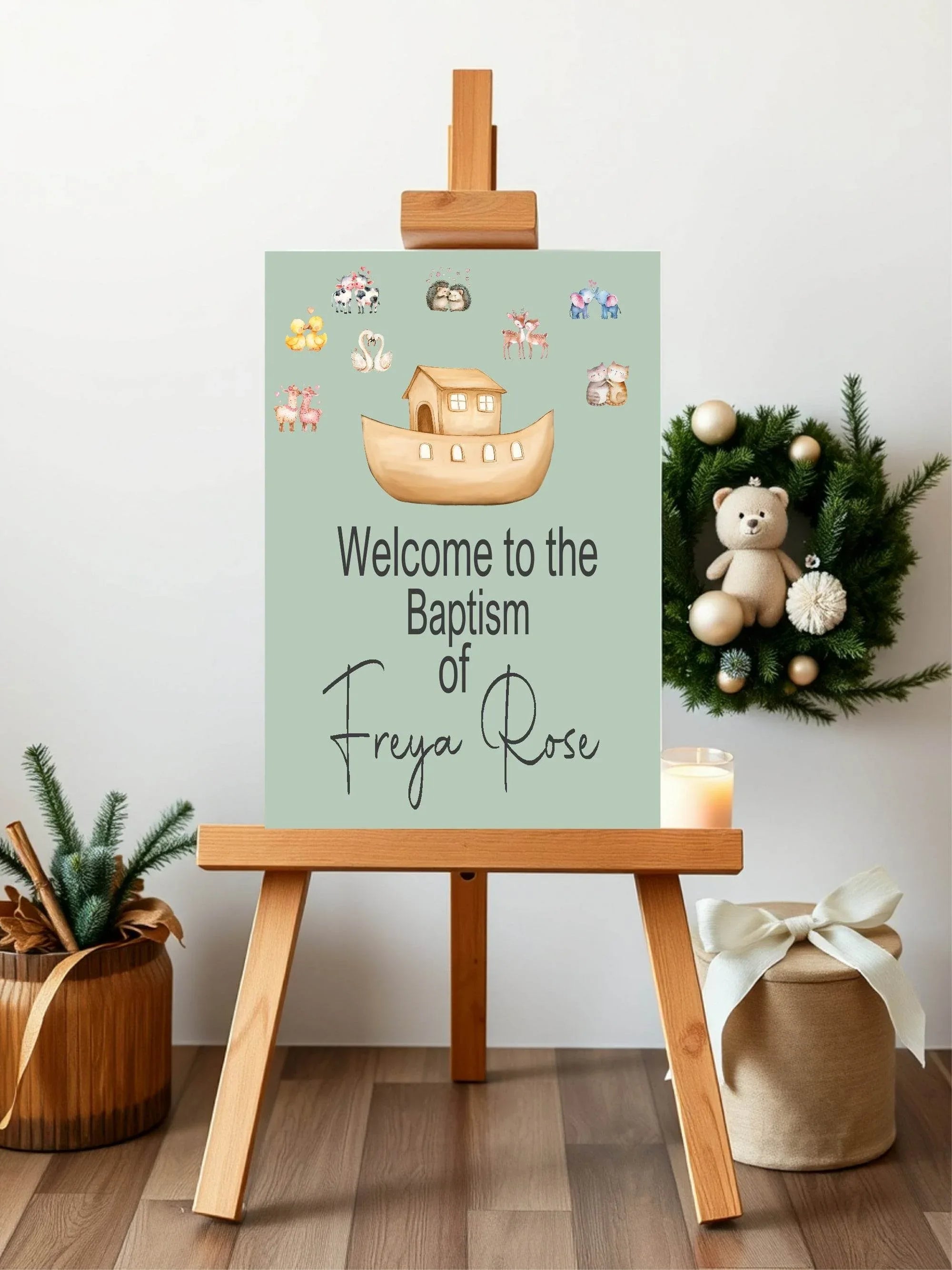 Noah's Ark Welcome Christening | Baptism Party Sign - Larosier Prints