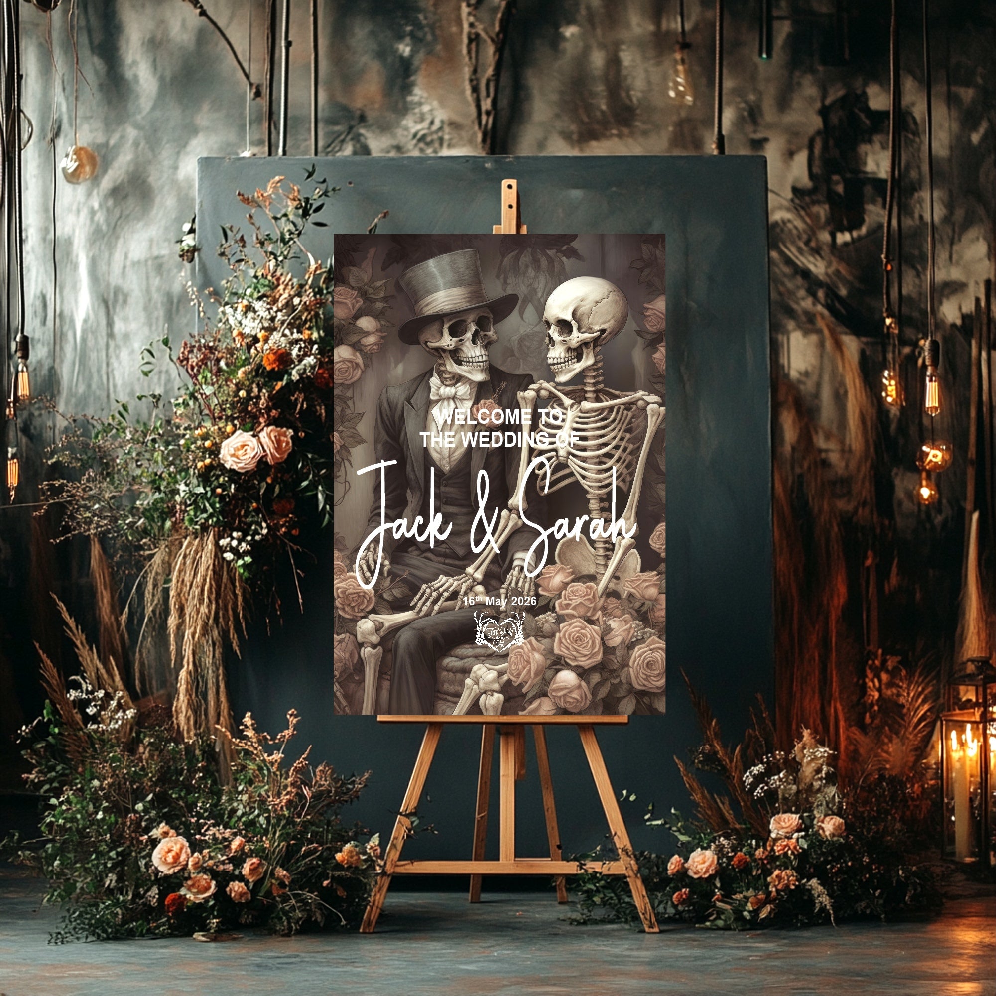 Gothic Skeleton Couple Welcome To Our Wedding Party Sign