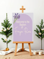 Lavender Welcome Christening | Baptism Party Sign - Larosier Prints
