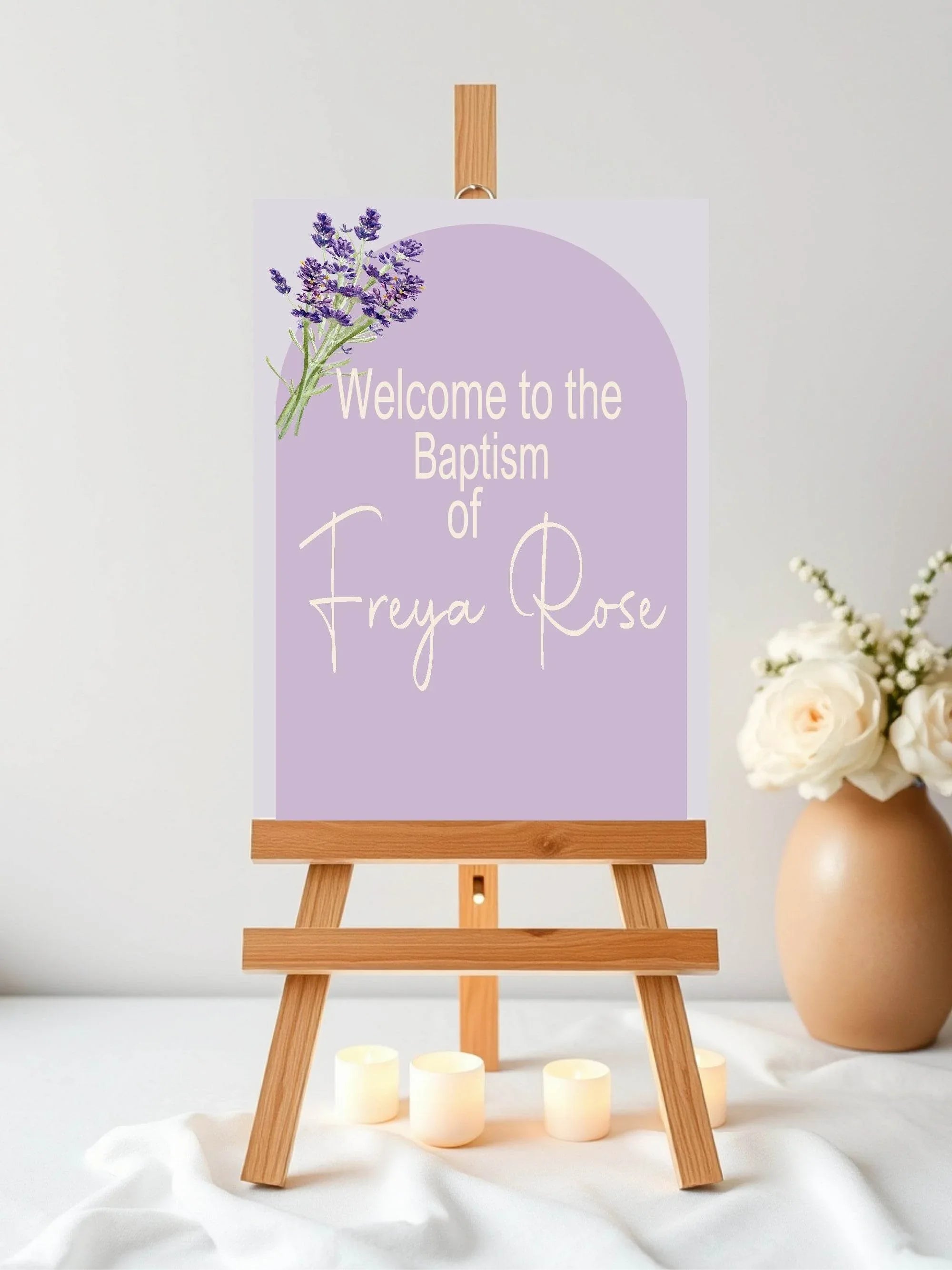 Lavender Welcome Christening | Baptism Party Sign - Larosier Prints